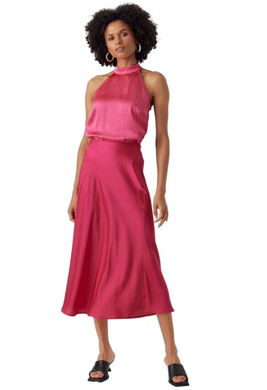 Vero Moda Pink Heart Oli 7/8 High Waist Long Slip Skirt size Medium